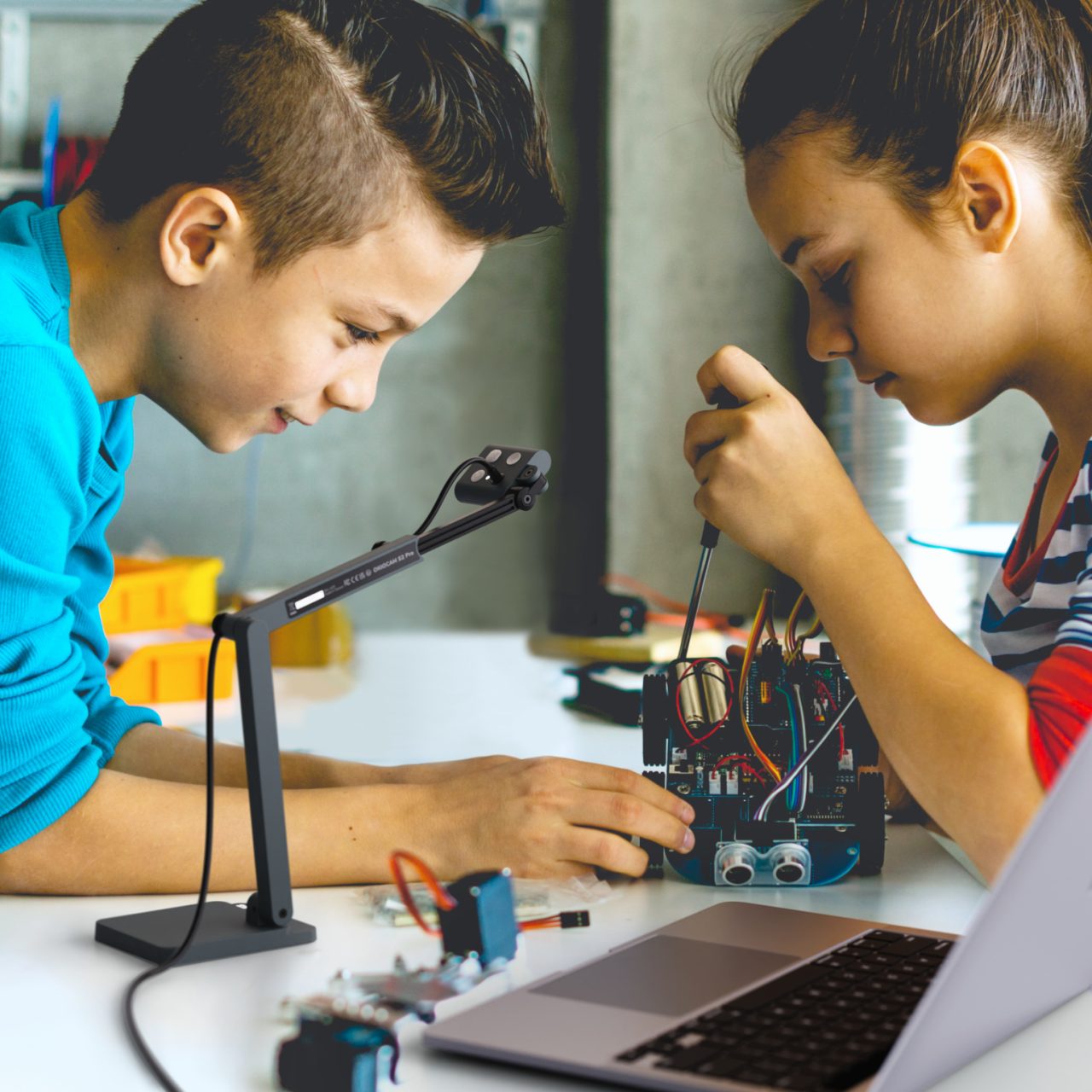 kids using a document camera